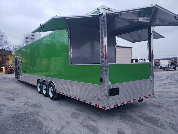 8.5' x 48' Lime Green Goose-neck Pizza Concession Food Trailer