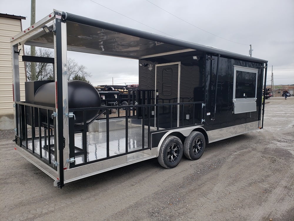 8.5 x 24 Black Porch Food Concessions Trailer