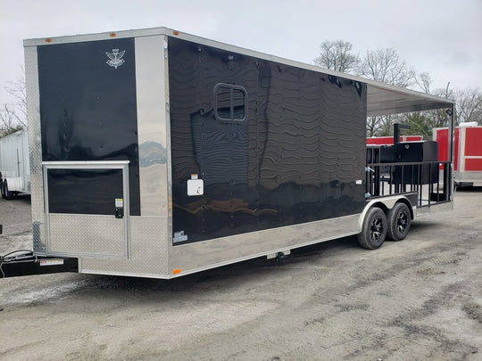 8.5 x 24 Black Porch Food Concessions Trailer