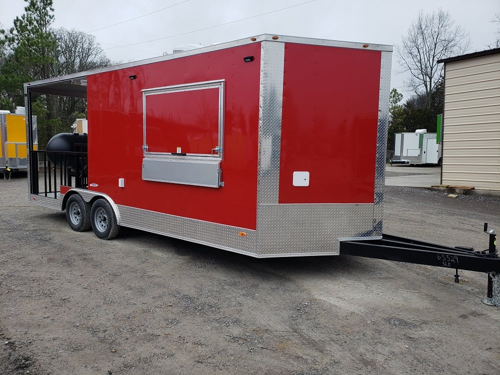 8.5 x 20 Red Porch Style Concession Food Trailer