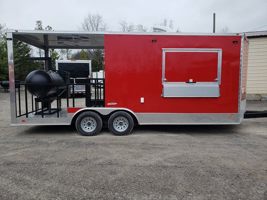 8.5 x 20 Red Porch Style Concession Food Trailer