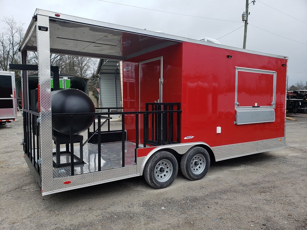 8.5 x 20 Red Porch Style Concession Food Trailer