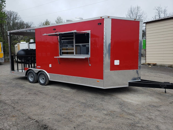 8.5 x 20 Red Porch Style Concession Food Trailer