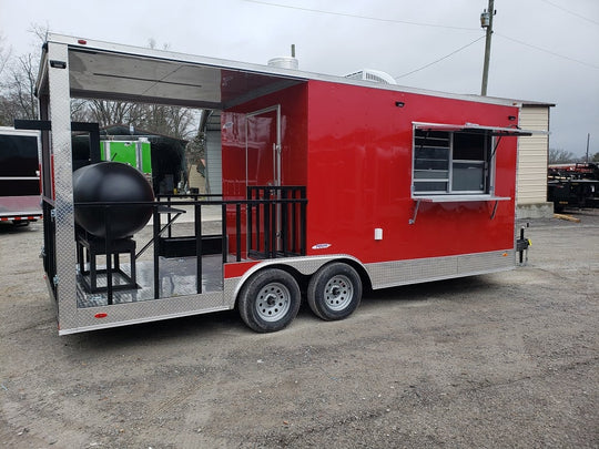 8.5 x 20 Red Porch Style Concession Food Trailer