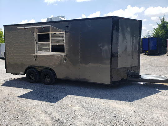 Med Charcoal Grey 8.5' x 18' Food Concession Trailer