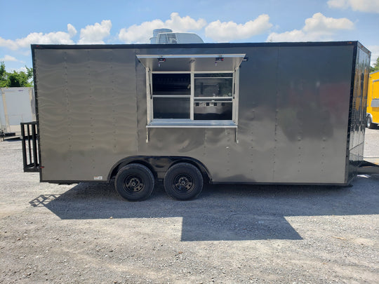 Med Charcoal Grey 8.5' x 18' Food Concession Trailer