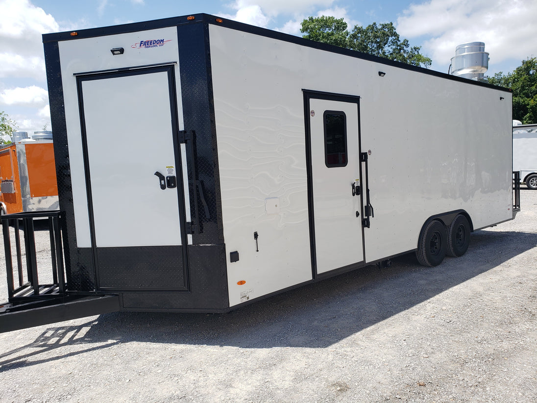 8.5' x 24' White Concession Trailer with Black Out Package