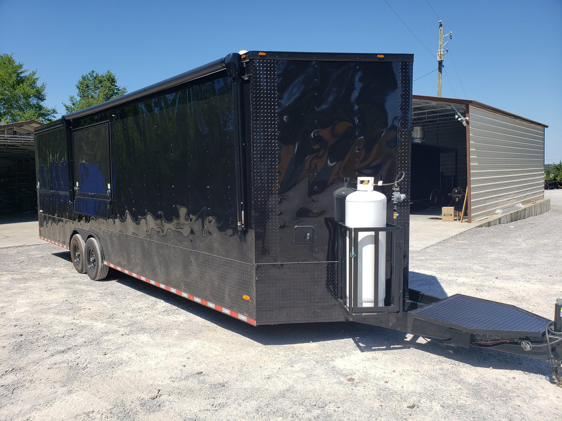 Black Out 8.5' x 24' Porch Style Concession Food Trailer