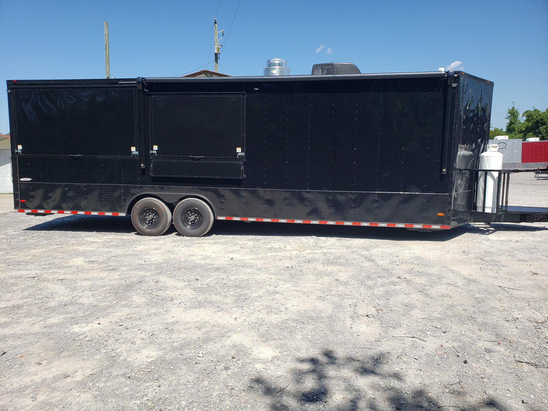 Black Out 8.5' x 24' Porch Style Concession Food Trailer