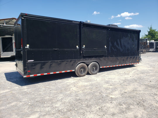 Black Out 8.5' x 24' Porch Style Concession Food Trailer