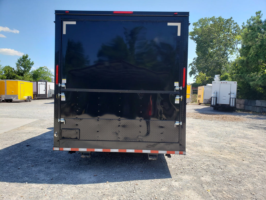 Black Out 8.5' x 24' Porch Style Concession Food Trailer