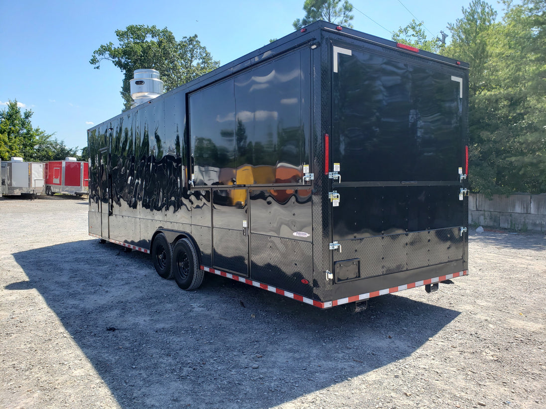 Black Out 8.5' x 24' Porch Style Concession Food Trailer