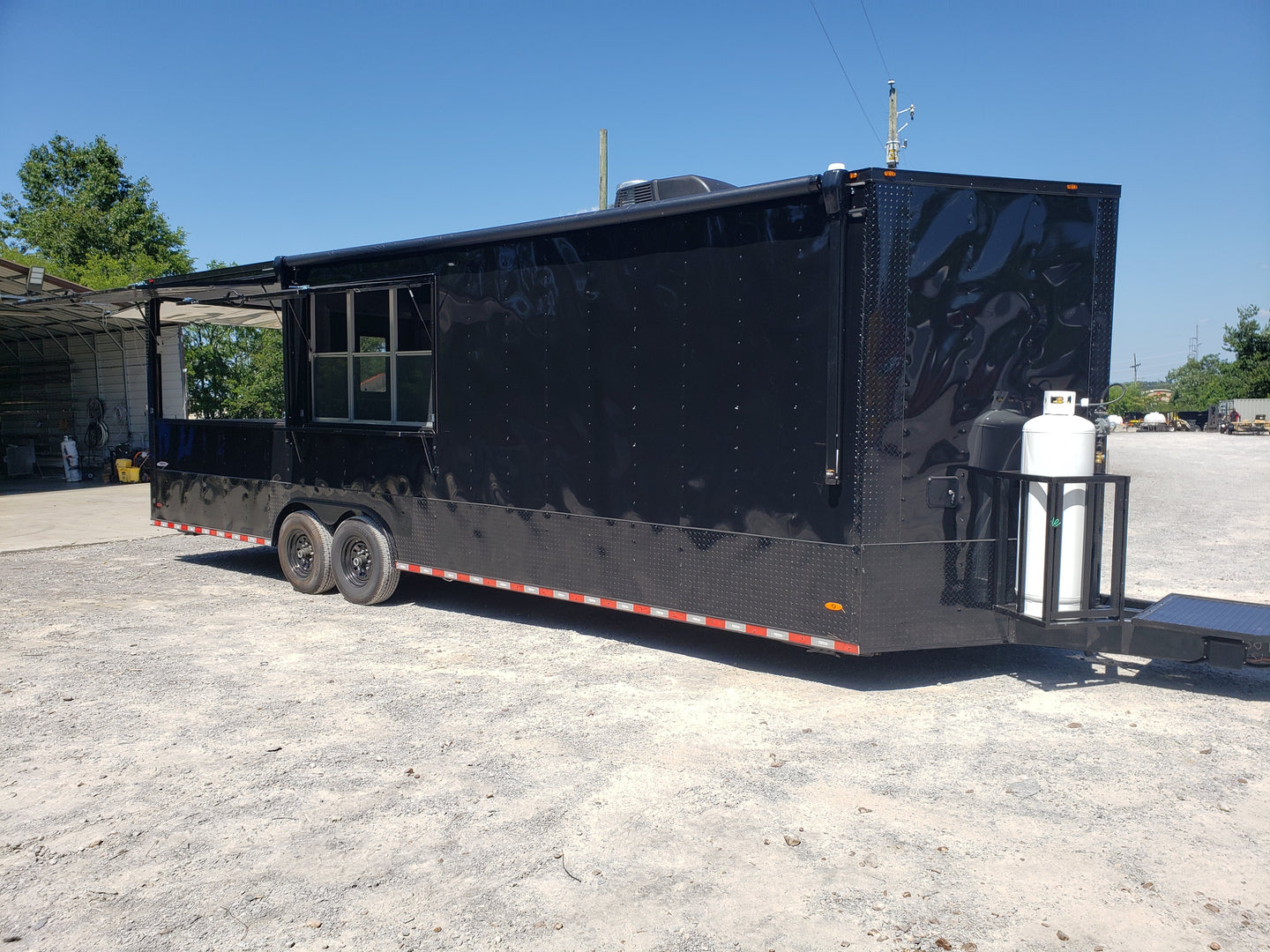 Black Out 8.5' x 24' Porch Style Concession Food Trailer