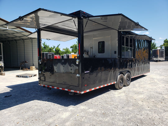 Black Out 8.5' x 24' Porch Style Concession Food Trailer