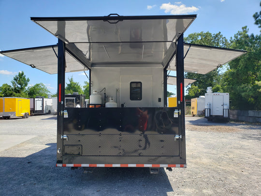 Black Out 8.5' x 24' Porch Style Concession Food Trailer