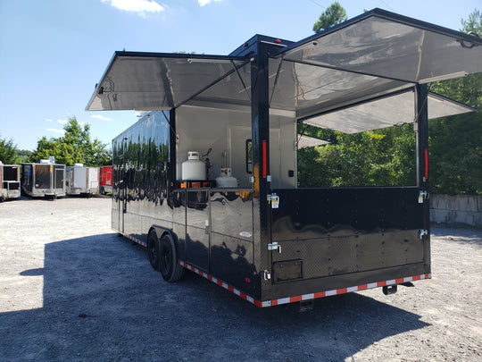 Black Out 8.5' x 24' Porch Style Concession Food Trailer