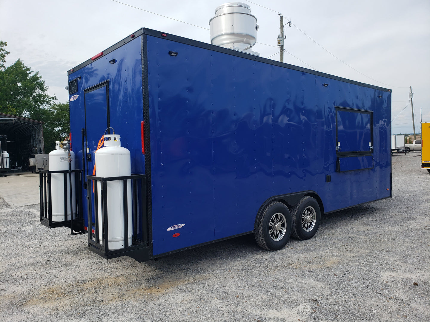 8.5' x 22' Cobalt Blue Concession Trailer with restroom