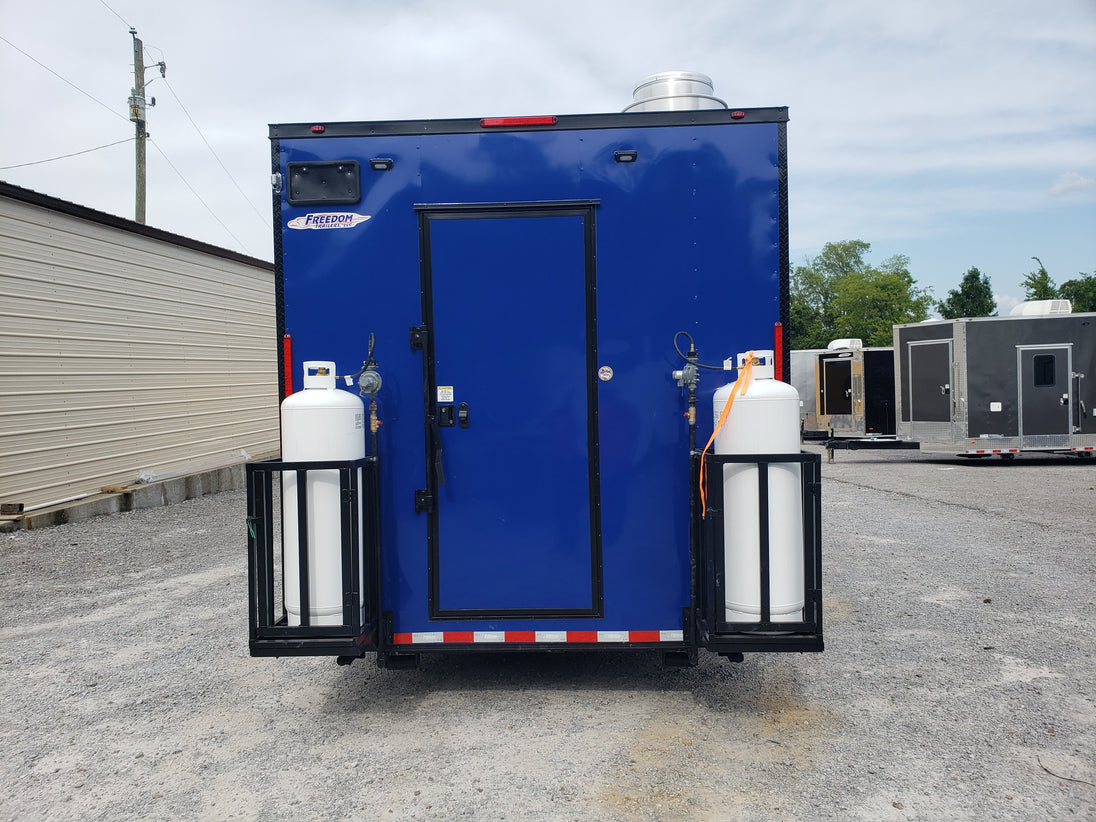 8.5' x 22' Cobalt Blue Concession Trailer with restroom