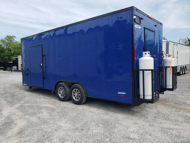 8.5' x 22' Cobalt Blue Concession Trailer with restroom