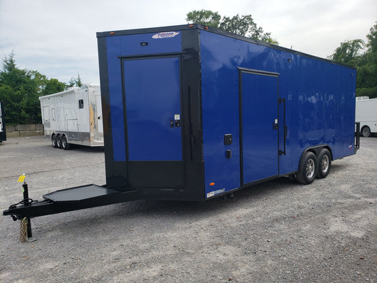 8.5' x 22' Cobalt Blue Concession Trailer with restroom