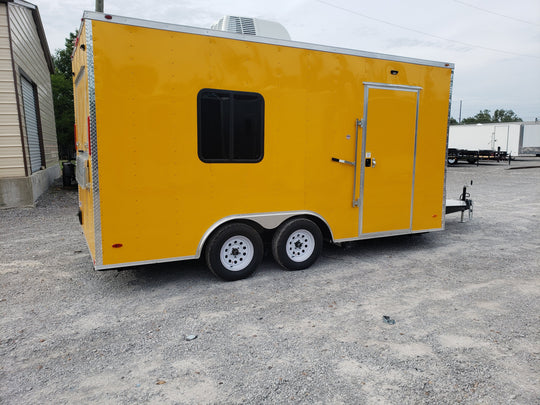 8.5' x 16' Penske Yellow Ice Cream Concession Food Trailer