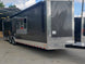 8.5' x 28' Charcoal Gray Porch Style Concession Trailer with Restroom