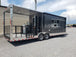 8.5' x 28' Charcoal Gray Porch Style Concession Trailer with Restroom