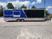 8.5' x 30' Black and Cobalt Blue Porch Style Concession Trailer