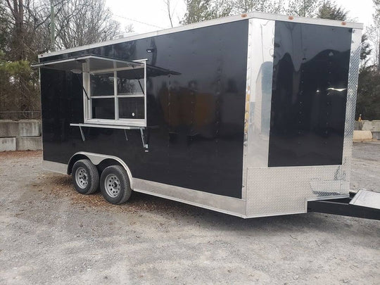 Concession Trailer 8.5' X 16' Black Food Event Catering - SLE Equipment - 1