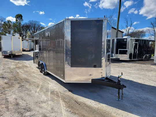 Concession Trailer 8.5' X 20' Charcoal Grey Food Event Catering - SLE Equipment - 1