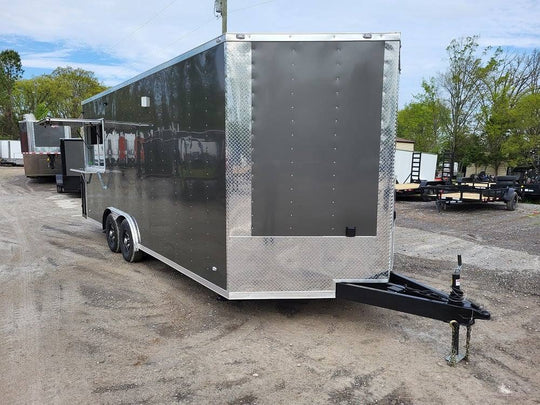 Concession Trailer 8.5' X 20' Charcoal Grey Food Event Catering - SLE Equipment - 1