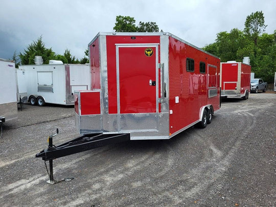 Concession Trailer 8.5' X 20' Red Food Catering Event - SLE Equipment - 2