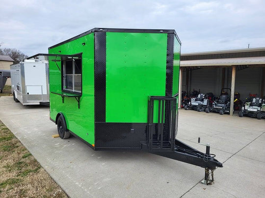 8.5x12 Elite Lime Green Concession Food Trailer with Blackout Package - SLE Equipment - 1