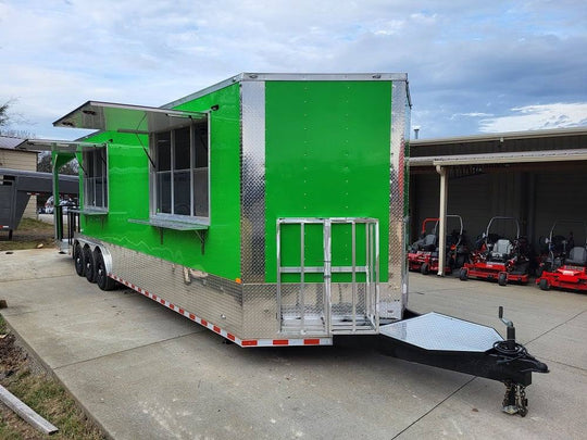 Concession Trailer 8.5' X 32' Lime Green Food Event Catering - SLE Equipment - 1