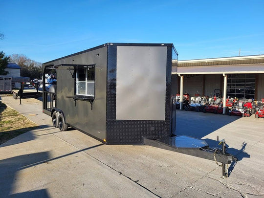 Concession Trailer 8.5' X 22' Charcoal Grey Food Event Catering - SLE Equipment - 1