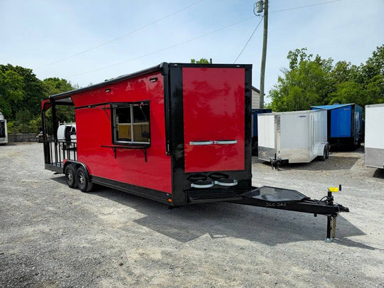 Concession Trailer 8.5' X 24' Red W Blackout Food Event Catering - SLE Equipment - 1
