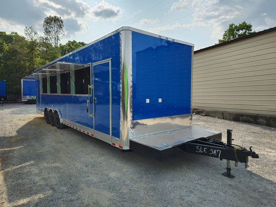 8.5' X 32' Blue Video Game Arcade Concession Trailer - SLE Equipment - 1