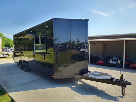 8.5' X 22' Black Concession Trailer Food Event Catering - SLE Equipment - 1