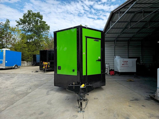 8.5' X 26' Lime Green Concession Trailer BBQ Food Event - SLE Equipment - 2