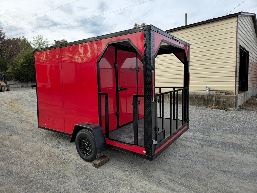 Concession Trailer 7'x12' Red Patio Food Serving Merchandising