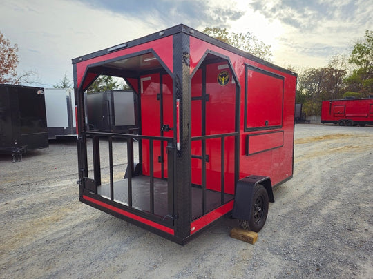 Concession Trailer 7'x12' Red Patio Food Serving Merchandising