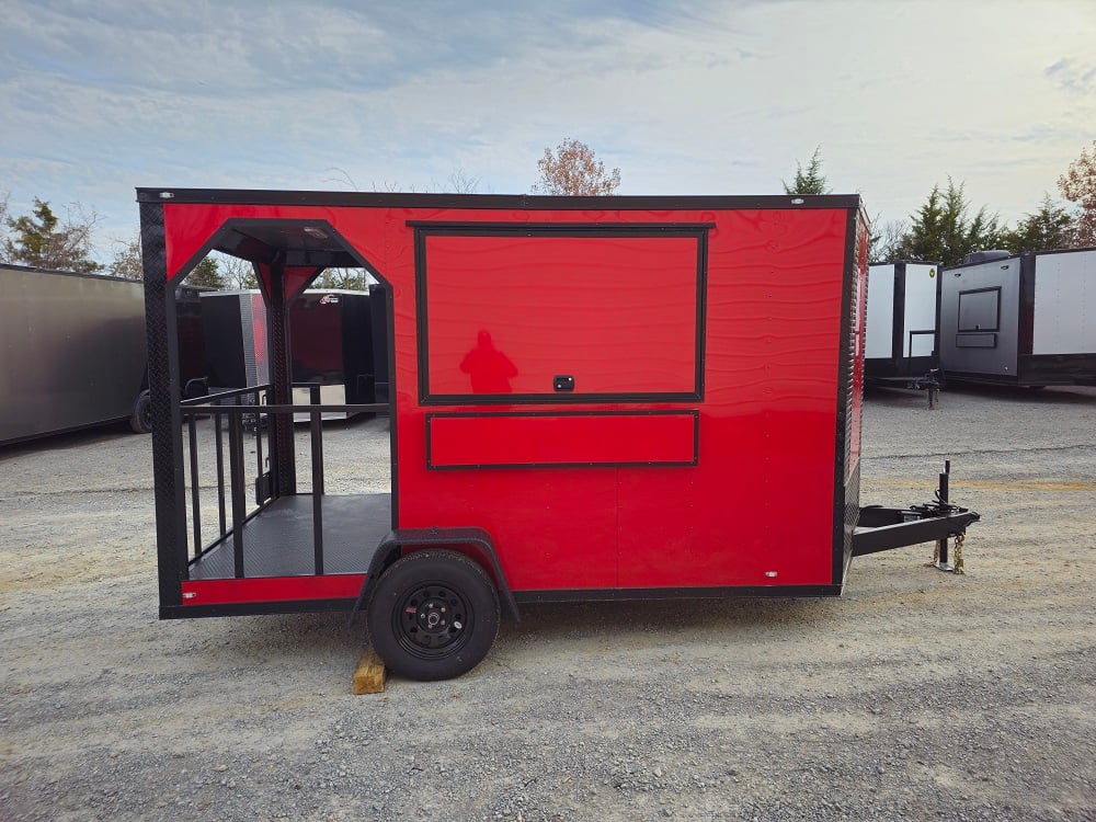 Concession Trailer 7'x12' Red Patio Food Serving Merchandising