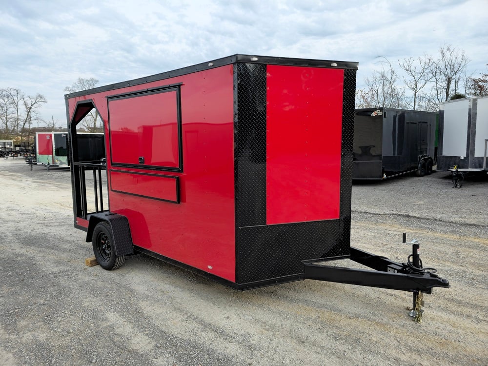 Concession Trailer 7'x12' Red Patio Food Serving Merchandising