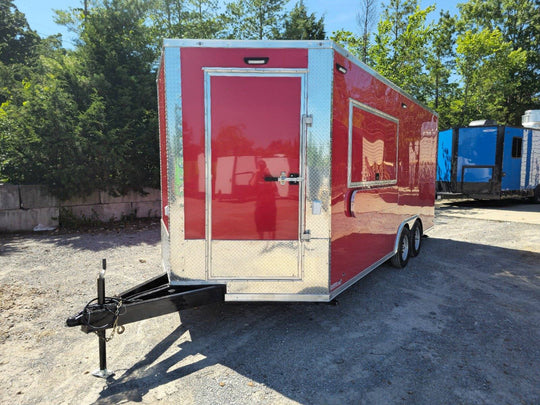 Concession Trailer 8.5' X 18' Red Event Ticket Booth - SLE Equipment - 2