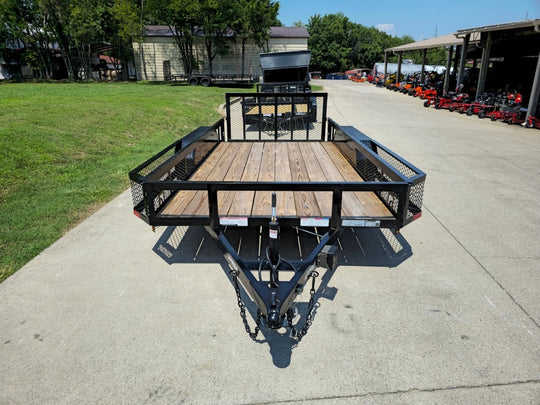 6.4x14 Dovetail Utility Trailer with Side Baskets (2) 3500lb Axles