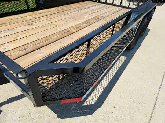 6.4x14 Dovetail Utility Trailer with Side Baskets (2) 3500lb Axles