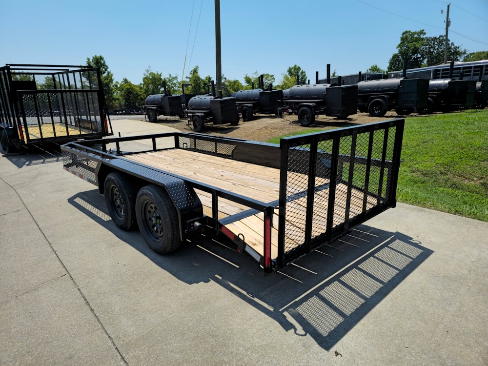 6.4x14 Dovetail Utility Trailer with Side Baskets (2) 3500lb Axles