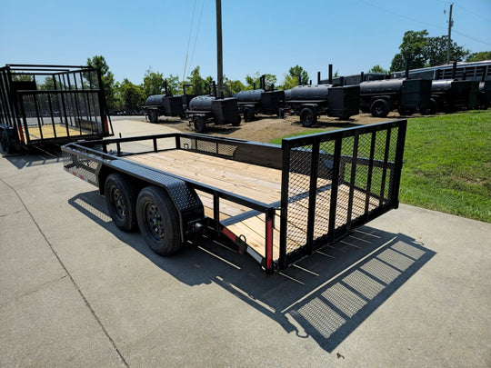 6.4x14 Dovetail Utility Trailer with Side Baskets (2) 3500lb Axles