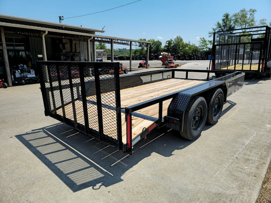 6.4x14 Dovetail Utility Trailer with Side Baskets (2) 3500lb Axles