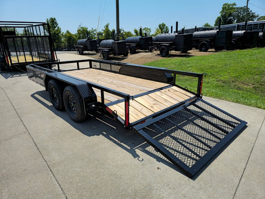 6.4x14 Dovetail Utility Trailer with Side Baskets (2) 3500lb Axles